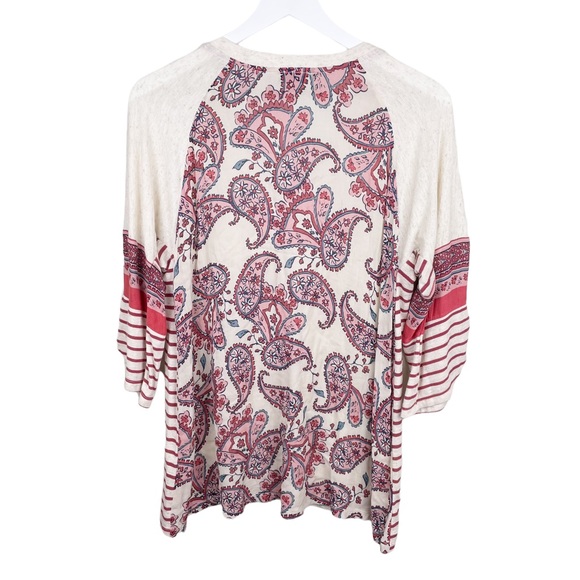 Democracy Women's Boho Paisley Mixed Print Linen Blend Blouse Size Large - Picture 3 of 9